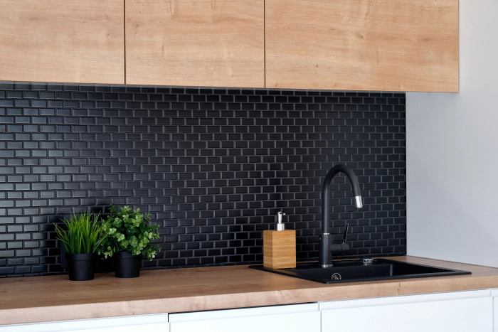 bright kitchen countertop lighting tiles arabesque black stone countertop