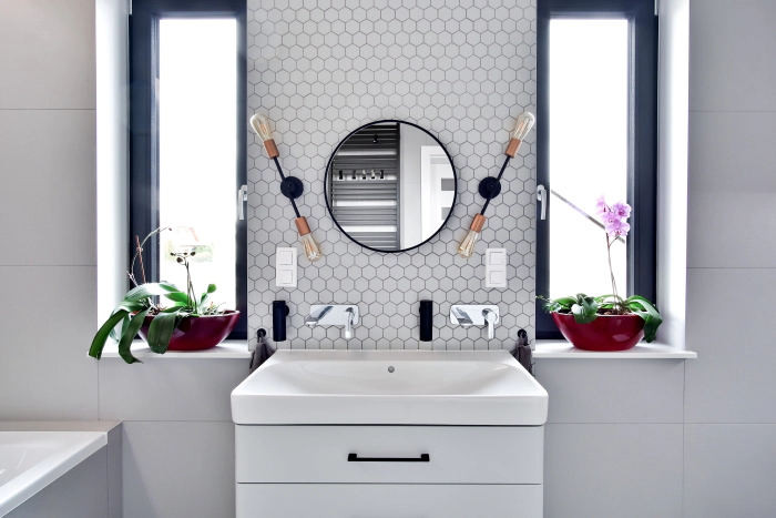 private spa white brick in the bathroom pictures mirror in wood bathroom